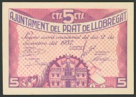 PRAT DE LLOBREGAT (BARCELONA). 5 Céntimos. 2 de Diciembre de 1937. (González: 9430). SC.