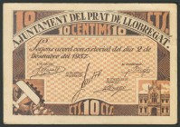 PRAT DE LLOBREGAT (BARCELONA). 10 Céntimos. 2 de Diciembre de 1937. (González: 9431). EBC.