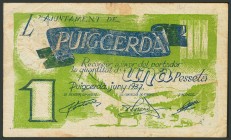 PUIGCERDA (GERONA). 1 Peseta. Junio 1937. Serie A. (González: 9488). BC.