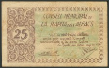 LA RAPITA DELS ALFACS (TARRAGONA). 25 Céntimos. Mayo 1937. (González: 9536). MBC.