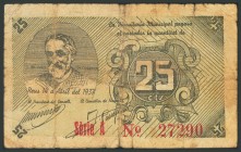 REUS (TARRAGONA). 25 Céntimos. 14 de Abril de 1937. Serie A. (González: 9548). BC.