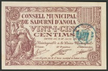 SADURNI D´ANOIA (BARCELONA). 25 Céntimos. 15 de Julio de 1937. Serie A. (González: 9804). EBC.