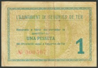 SEGURIES DE TER (GERONA). 1 Peseta. Mayo 1937. (González: 9916). BC.