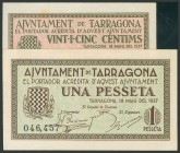 TARRAGONA. 25 Céntimos y 1 Peseta. 18 de Mayo de 1937. (González: 10085/86). EBC.