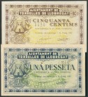 TORRELLES DE LLOBREGAT (BARCELONA). 50 Céntimos y 1 Peseta. 10 de Mayo de 1937. (González: 10380/81). EBC.