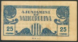 VALLGORGUINA (BARCELONA). 25 Céntimos. (1938ca). (González: 10527). MBC.