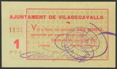 VILADECAVALLS (BARCELONA). 1 Peseta. Mayo 1937. (González: 10694). EBC+.