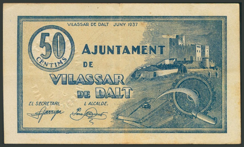 VILASSAR DE DALT (BARCELONA). 50 Céntimos. Junio 1937. (González: 10852). EBC.