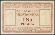 VILOVI D´ONYAR (GERONA). 1 Peseta. 1 de Junio de 1937. (González: 10904). EBC+.