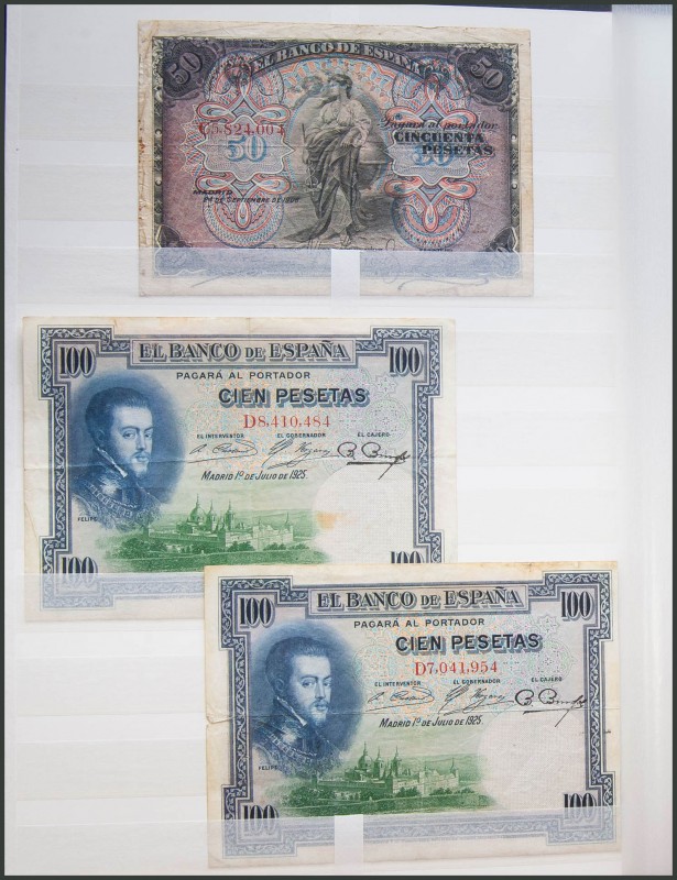 Conjunto de 78 billetes del Banco de España en diversas cantidades y calidades. ...