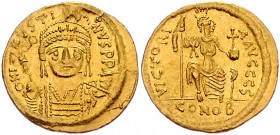 Byzanz Königreich
Justinian II. 565 - 578 Gold Solidus o. J. Konstantinopel. 4,52g. Sear 345 ss/vz