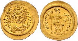 Byzanz Königreich
Justinian II. 565 - 578 Gold Solidus o. J. Konstantinopel. 4,48g. Doc. 138, SB-376 ss/vz