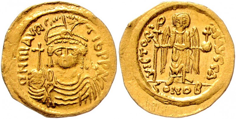 Byzanz Königreich
Mauricius Tiberius 585 - 602 Gold Solidus o. J. Konstantinope...