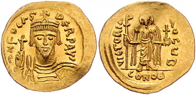 Byzanz Königreich
Phocas 602 - 610 Gold Solidus o. J. Konstantinopel. 4,44g. Se...