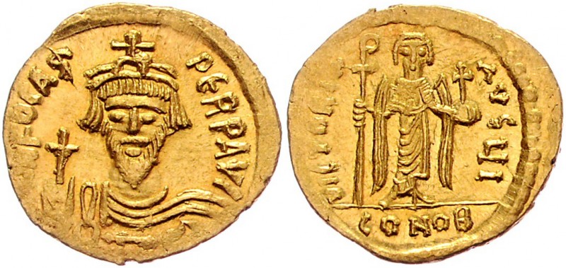 Byzanz Königreich
Phocas 602 - 610 Gold Solidus o. J. Konstantinopel. 4,42g. Se...