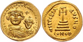 Byzanz Königreich
Heraclius 610 - 641 Gold Solidus o. J. Konstantinopel. 4,40g. Sear 738 vz