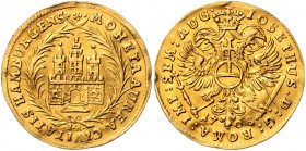 Deutschland Hamburg
Stadt Dukat 1708 LR mit Titel Joseph I. Hamburg. 3,45g, gewellt. Friedb. 1118, Gaed. 125. ss