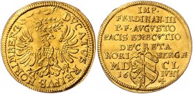 Deutschland Ferdinand III. 1637 - 1659
 Dukat 1650 auf die Vollziehung der Westfälischen Friedensverträge in Nürnberg im Juni 1650. Hand aus Wolken h...