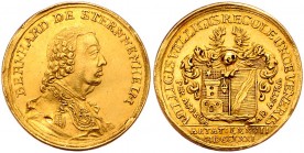 Deutschland Schlesien
Bernhard Winkler von Sternheim Goldmedaille 1771 Gymnasialdirektor in Brieg, von Held, Dm 22 mm. Brieg. 3,48g. F.&.S. 4034 ss/v...