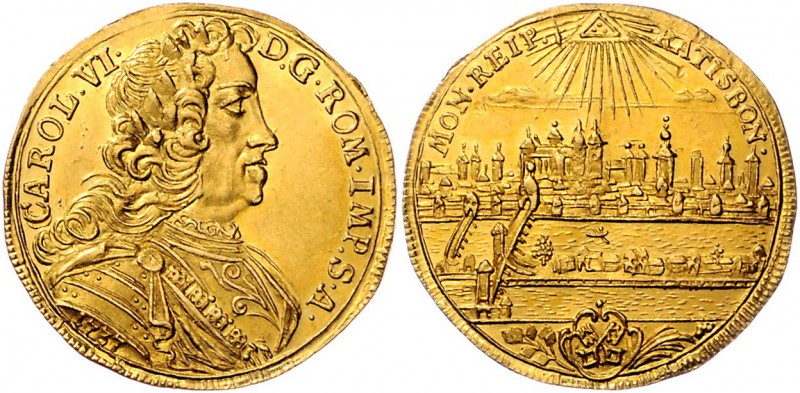 Deutschland Karl VI. 1711-1740
 Dukat 1737 mit Titel Karls VI., MON • REIP . - ...