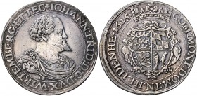 Deutschland Württemberg
Johann Friedrich 1608 - 1628 Taler 1625 (aus 1624) Stuttgart. 28,30g, im Rand bearbeitet. KR 324, Ebner 329, Dav. 7862. ss/vz...