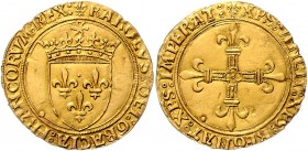 Frankreich Charles VIII. 1483 - 1498
 Ecu d´or o. Jahr ( A ) Tours. 3,46g. Friedb. 318 f.vz/vz