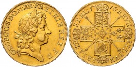Großbritannien George I. 1714 - 1727
 5 Guineas 1716 GEORGIVS • D ° G M • BR • FR • ET • HIB • REX • F • D • Büste r. mit Lorbeerkranz//BRVN - ET • L...