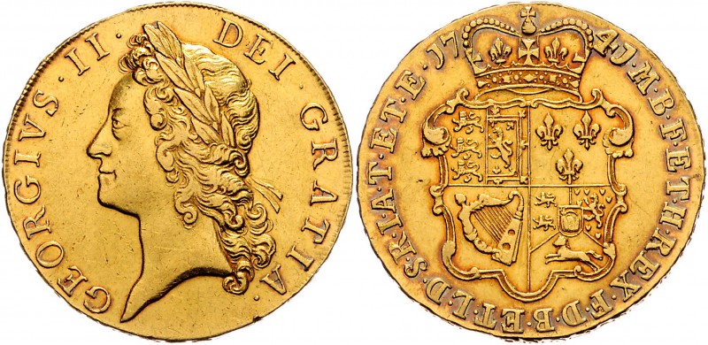 Großbritannien Georg II. 1727 - 1760
 5 Guineas 1741 Büste l. mit Lorbeerkranz/...