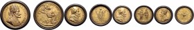 Italien Vatikan
Innocent XI. 1676 - 1689 Lot 4 Stück vergoldete Medaillen 17. Jahrhundert von Hamerani. Rom. 23,29g,28,34g, 31,35g, 77,46g, in Zierfa...