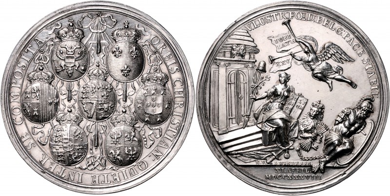 Niederlande Utrecht
 Silbermedaille 1738 von N. van Swinderen, auf das 25jährig...