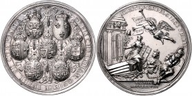 Niederlande Utrecht
 Silbermedaille 1738 von N. van Swinderen, auf das 25jährige Jubiläum des Friedens von Utrecht. Die gekrönten Wappen von England,...