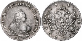 Russland Elisabeth II. 1741 - 1761
 Rubel 1747 schöne Patina, selten !. St. Petersburg, Prachtexemplar!. Bitkin 262, Dav. 1677/25 ss+/vz