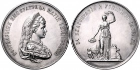 Russland Alexander III. 1881 - 1894
 Silbermedaille o. Jahr Maria Feodorowna - Gemahlin von Zar Alexander III. - Auszeichnung der weiblichen Realschu...