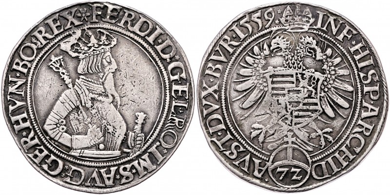 Ferdinand I. 1521 - 1564
 Taler zu 72 Kreuzern 1559 Wien. 30,88g. MzA. Seite 42...