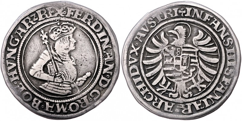 Ferdinand I. 1521 - 1564
 1/2 Taler o.J. Joachimsthal. 14,15g. MzA. Seite 4 (Mm...