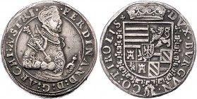 Erzherzog Ferdinand 1564 - 1595
 3 Taler o.J. Hall. 85,17g, Rand bearbeitet. HMB Band V - Av-Walze 8/IV, Rv-Walze 5/IV ss