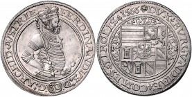 Erzherzog Ferdinand 1564 - 1595
 1/2 Gulden-Taler 1566 Mühlau. 12,20g. Enz. 65 vz