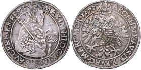 Maximilian II. 1564 - 1576
 Guldentaler 1572 Joachimstal. 24,23g. MzA. Seite 57 (Mm. Jörg Geitzköfler), Diet. 208. ss