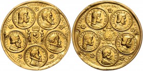 Rudolph II. 1576 - 1612
 Au-Gussmedaille zu 8 Dukaten 1594 sogenannte 10 Kaiser Medaille auf den Reichstag in REGENSBURG. Widmung der Stadt Nürnberg....