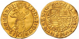 Rudolph II. 1576 - 1612
 Dukat 1596 Wien. 3,48g. MzA. Seite 82 f.vz/vz