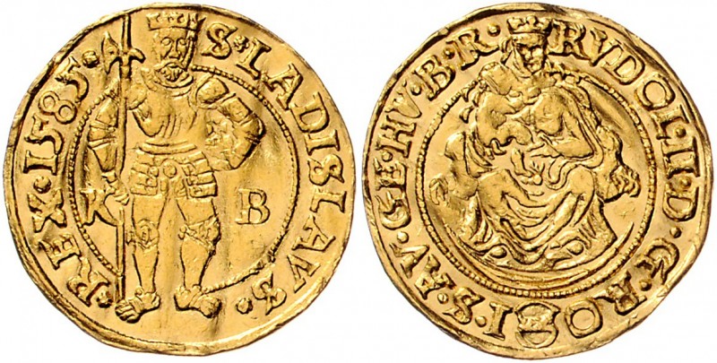 Rudolph II. 1576 - 1612
 Dukat 1585 KB Kremnitz. 3,50g, gewellt. MzA. Seite 71....