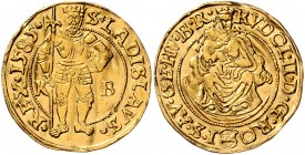 Rudolph II. 1576 - 1612
 Dukat 1585 KB Kremnitz. 3,50g, gewellt. MzA. Seite 71. vz