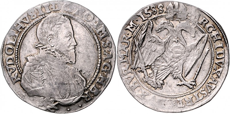 Rudolph II. 1576 - 1612
 Taler 1588 Kuttenberg. 29,00g. MzA. Seite 74 (Mm. J. S...