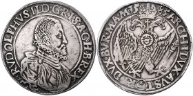 Rudolph II. 1576 - 1612
 Taler 1585 Joachimsthal. 28,69g. MzA. Seite 71 (Mm. P. Hofmann), Diet. 373, Hal. 393 ss+