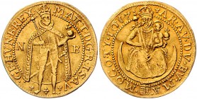 Matthias II. 1612 - 1619
 Dukat 1617 NB Nagybanya. 3,44g, gewellt. MzA. Seite 104 ss