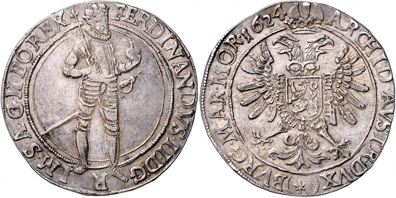 Ferdinand II. als Kaiser 1619 - 1637
 Taler 1624 Kuttenberg. 29,07g. Her. 509, ...