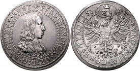 Erzherzog Ferdinand Karl 1632 - 1662
 Doppeltaler / 2 Taler o. J. (1646) Hall. 57,21g. M./T. 502 ss/vz