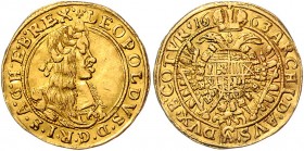 Leopold I. 1657 - 1705
 Dukat 1663 CA (aus 60 ?) Mm. Andrea Cetto. Wien. 3,41g. MzA.-, Her. ­, vermutlich UNIKUM ss