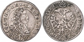 Leopold I. 1657 - 1705
 VI Kreuzer 1665 Neuburg am Inn. 3,08g. Her. 1229 ss