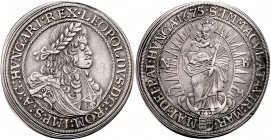 Leopold I. 1657 - 1705
 Taler 1675 N-B/L-M Mm. Leopold Mittermayer. Nagybanya. 28,29g. Her. 764, Huszar 1389 ss/vz